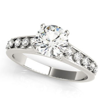 Silver Single Row Engagement Ring Prong Set